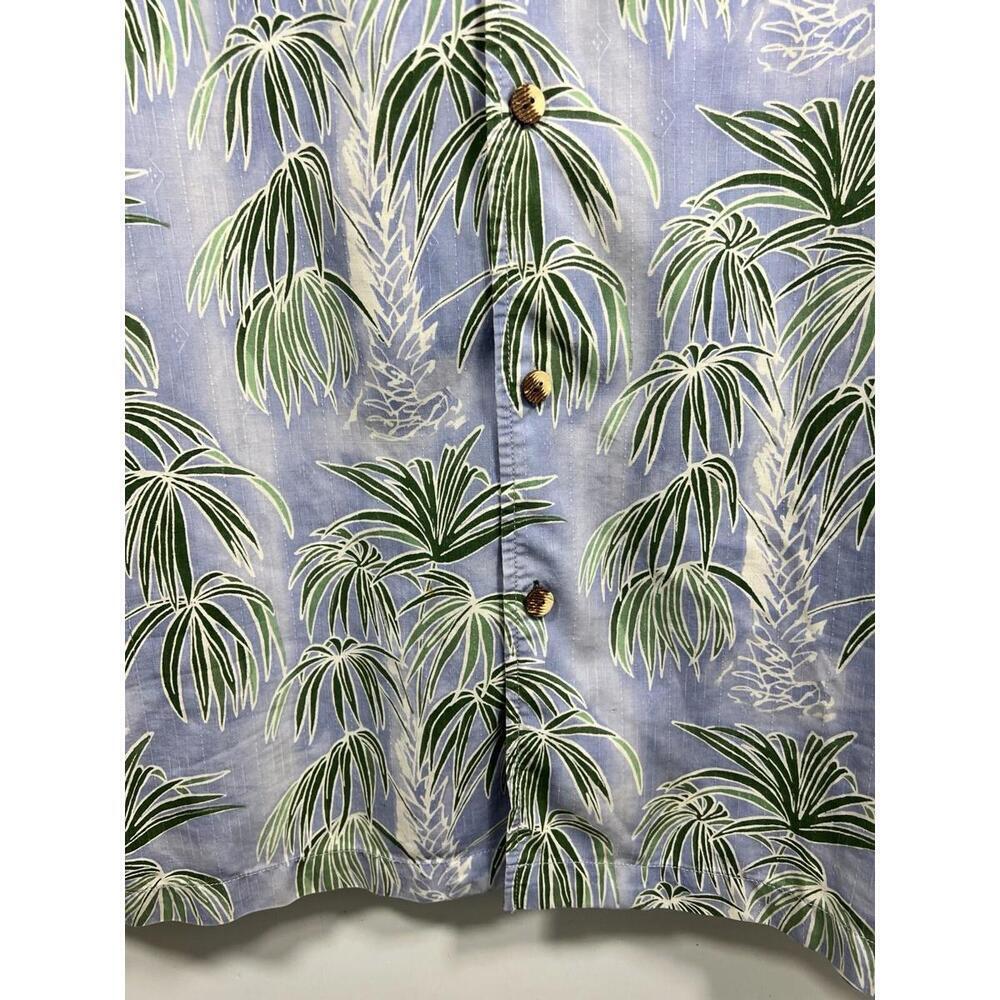 Tommy Bahama Mens Large Blue Palm Leaf 70% Silk Short Sleeve Hawaiin Shirt - Picture 3 of 9